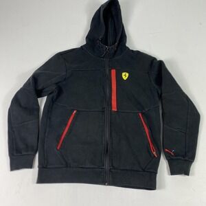 Scuderia Ferrari Hoodie Sweatshirt Mens Medium Black F1 Team Racing Puma Zip
